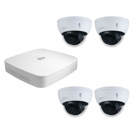 Dahua set 4-kanaals IP NVR + 4 x 4MP IP dome camera IP67